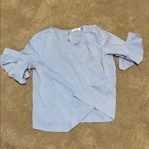 Calvin Klein Blue Ruffle Sleeve Blouse